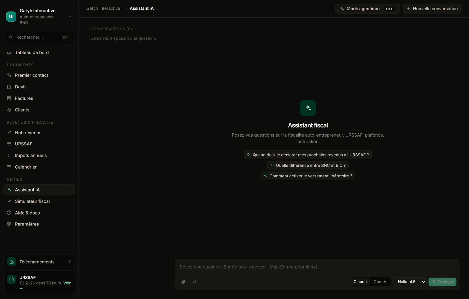 Assistant IA — conversation naturelle avec vos données fiscales