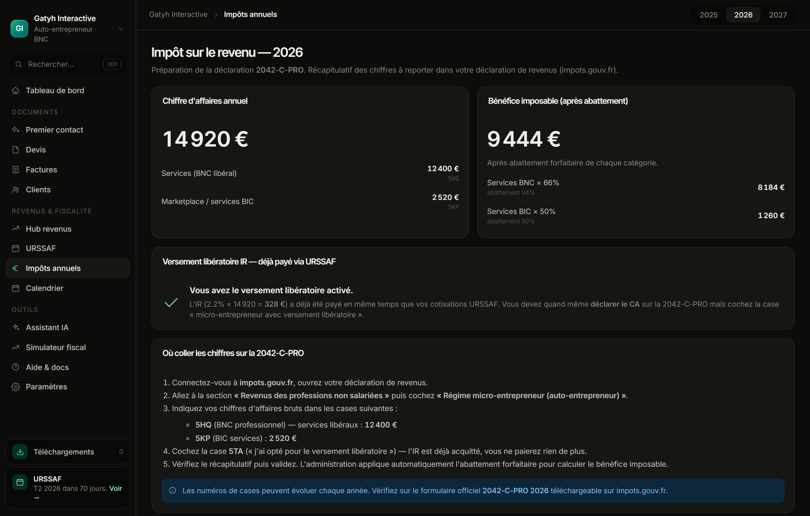 Impôts annuels