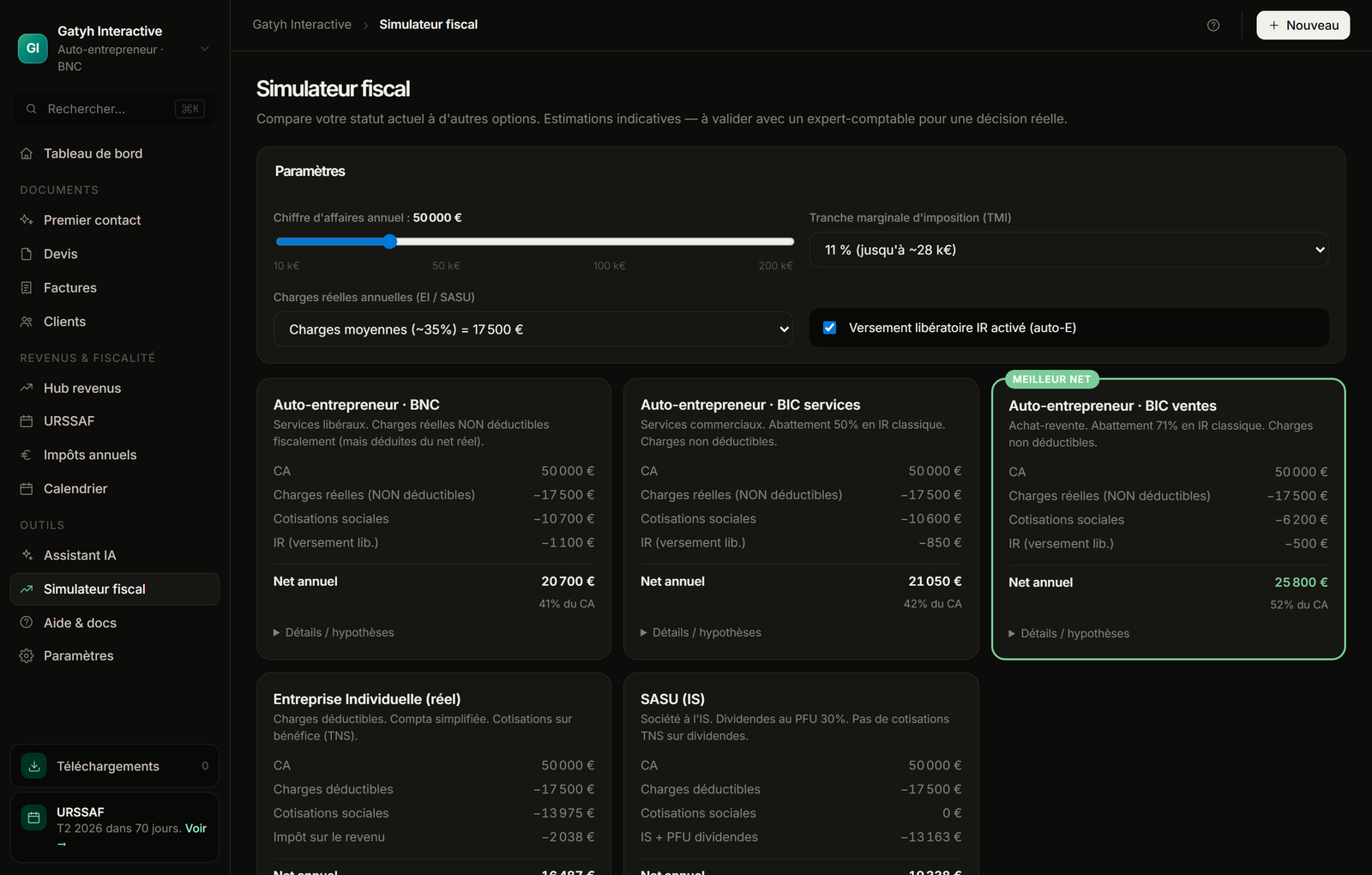 Simulateur fiscal — simulez vos charges